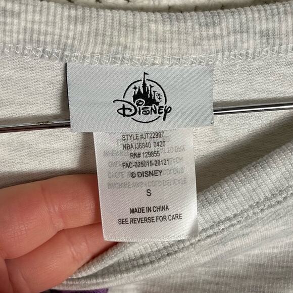 DISNEY | Rainbow Sweatshirt Epcot Neon Satin Letters Appliqué Gray Multi Color S - Picture 5 of 7